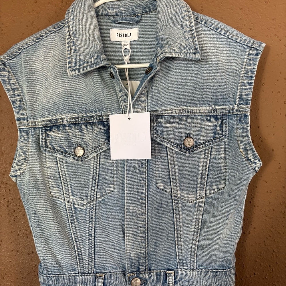 NWT Pistola szXS Lennox Denim Romper in Color-Roma ,Anthropologie - Picture 3 of 16